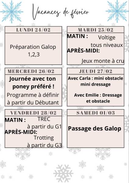 Stages Février 2ème semaine