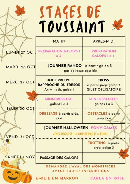 Stages Toussaint 2ème semaine