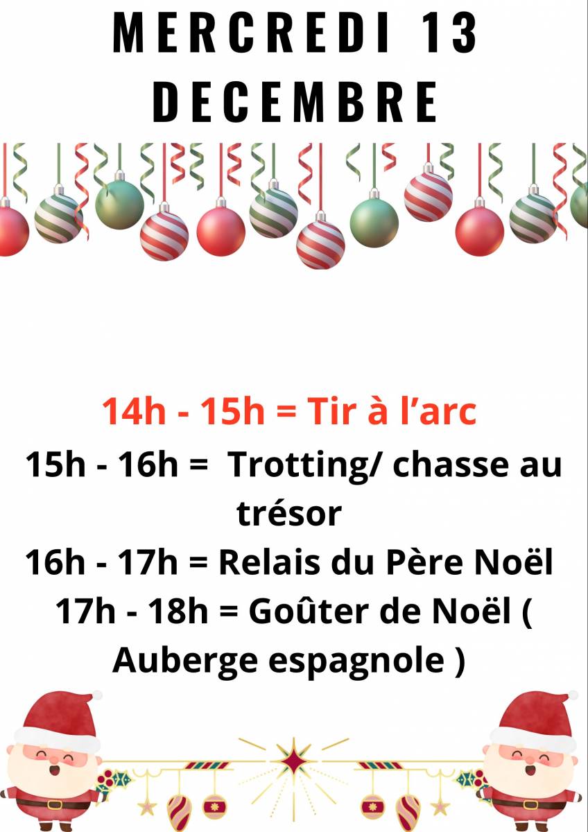 Stage avant Noël Mercredi 13 Décembre