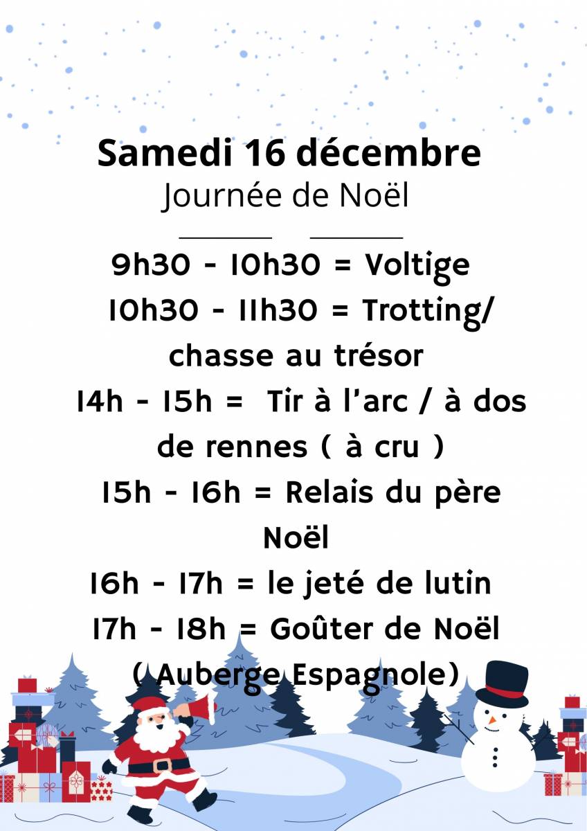 Activités de Samedi 16 Décembre